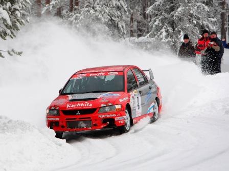 Juha Salo Mitsubishillaan Arctic Lapland Rallyssa -07. Kuva: Marko Mkinen.
