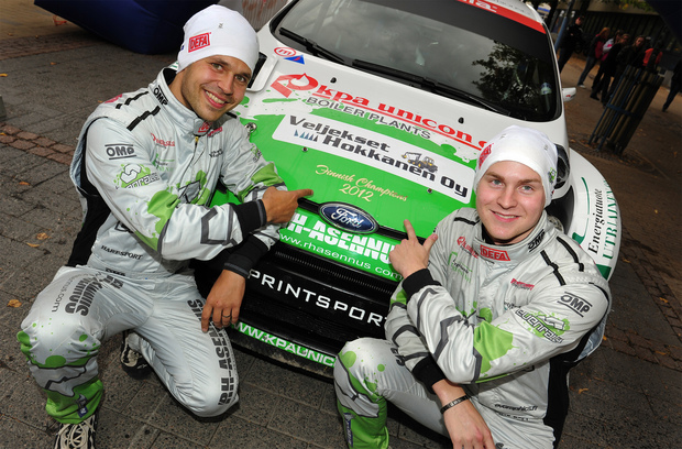 Esapekka Lappi (oik.) ja Janne Ferm vuoden 2012 Talotekniikka-10 SM-rallissa. Kuva: Ralli SM